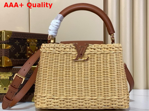 Louis Vuitton Capucines BB Handbag in Tan Cowhide and Rattan M11617 Replica
