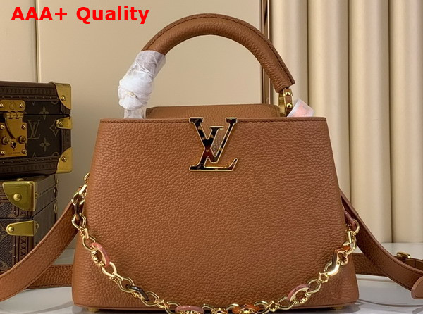 Louis Vuitton Capucines BB Handbag in Tan Taurillon Leather Replica