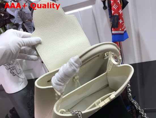 Louis Vuitton Capucines BB Handbag in White Taurillon Leather with White Matte Hardware Replica