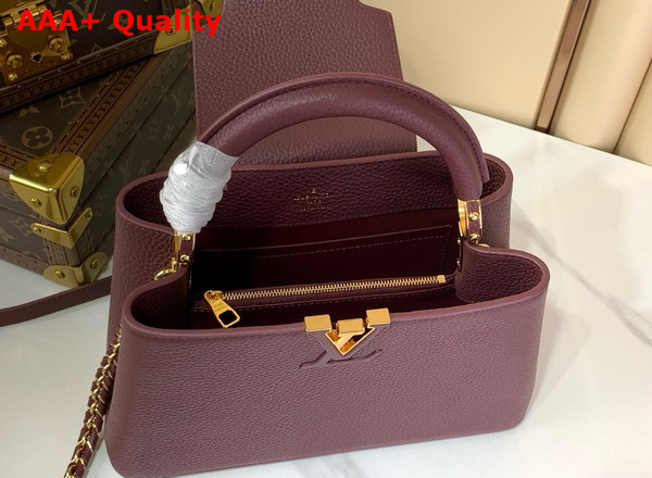 Louis Vuitton Capucines BB Handbag in Wine Red Taurillon Leather Replica