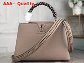 Louis Vuitton Capucines BB Handbag with Braided Handle Galet Grey Taurillon Leather Replica