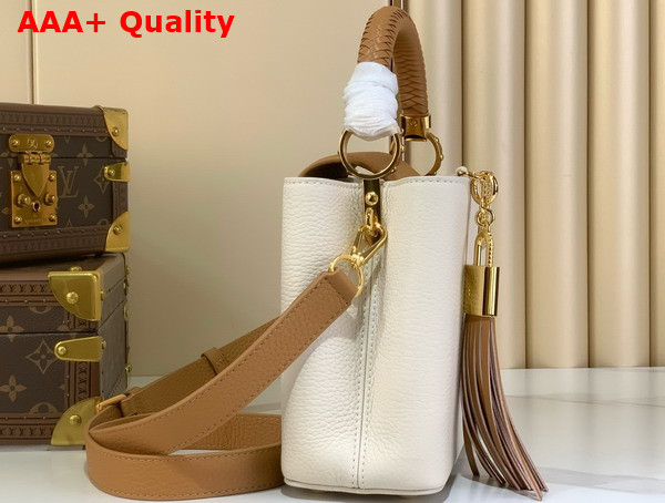 Louis Vuitton Capucines BB Handbag with a Removable Tassel Charm Cream Arizona Beige Taurillon Leather M25466 Replica