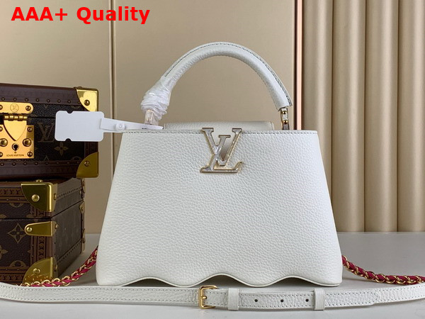 Louis Vuitton Capucines BB Handbag with a Wavy Base in Snow White Taurillon Leather Replica