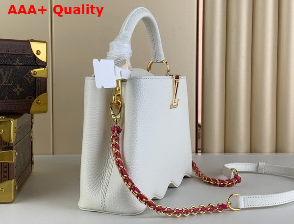 Louis Vuitton Capucines BB Handbag with a Wavy Base in Snow White Taurillon Leather Replica