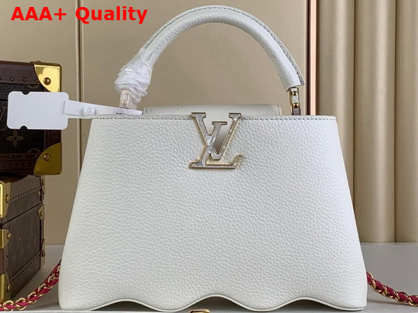 Louis Vuitton Capucines BB Handbag with a Wavy Base in Snow White Taurillon Leather Replica