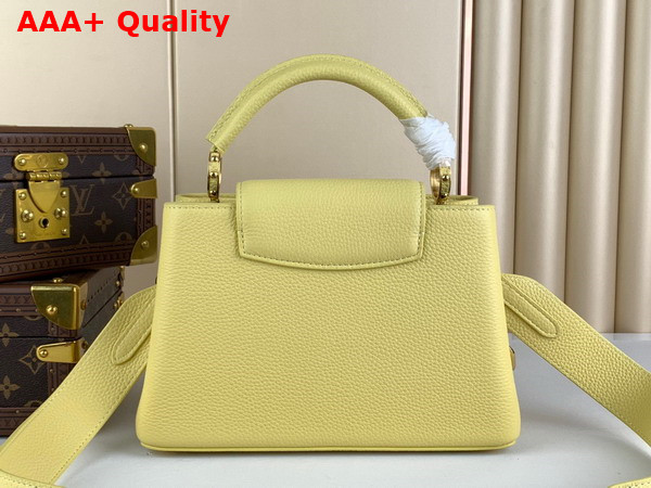 Louis Vuitton Capucines BB Handbags in Jaune Plume Yellow Taurillon Leather with Multicolored Chain Replica