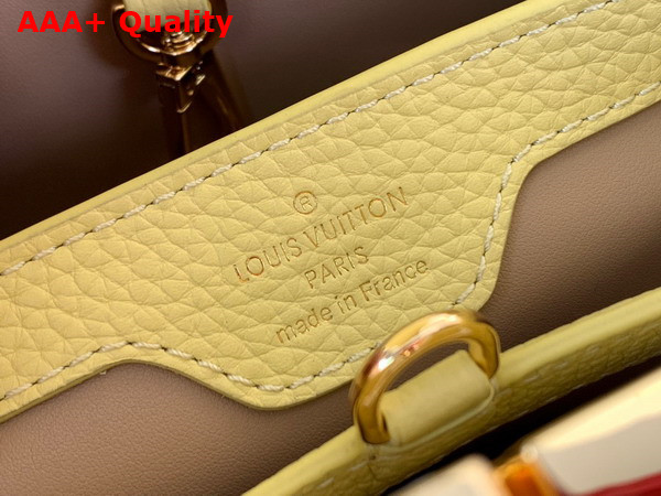 Louis Vuitton Capucines BB Handbags in Jaune Plume Yellow Taurillon Leather with Multicolored Chain Replica