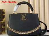 Louis Vuitton Capucines BB in Black Taurillon Leather Adorned with a Charm Embellished Chain M28197 Replica