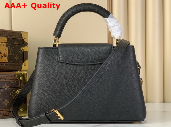 Louis Vuitton Capucines BB in Black Taurillon Leather Adorned with a Charm Embellished Chain M28197 Replica