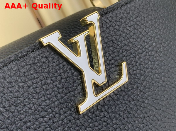 Louis Vuitton Capucines BB in Black Taurillon Leather Adorned with a Charm Embellished Chain M28197 Replica
