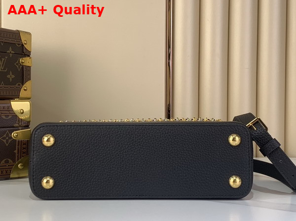 Louis Vuitton Capucines BB in Black Taurillon Leather Adorned with a Charm Embellished Chain M28197 Replica