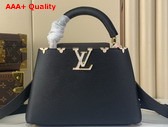 Louis Vuitton Capucines BB in Black Taurillon Leather Elevated with a Crown of Mother of Pearl Effect Monogram Flowers M25404 Replica