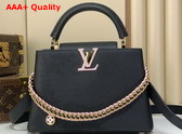 Louis Vuitton Capucines BB in Black Taurillon Leather with Hand Braided Chain Replica