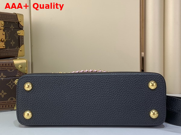 Louis Vuitton Capucines BB in Black Taurillon Leather with Hand Braided Chain Replica