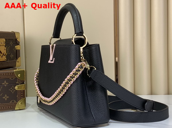 Louis Vuitton Capucines BB in Black Taurillon Leather with Hand Braided Chain Replica