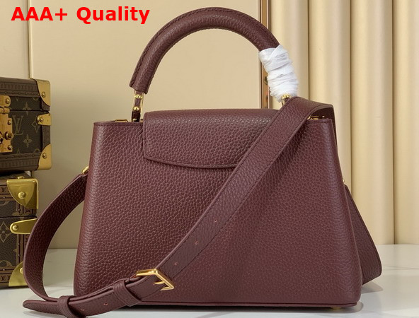Louis Vuitton Capucines BB in Bordeaux Taurillon Leather Elevated with a Crown of Mother of Pearl Effect Monogram Flowers Replica
