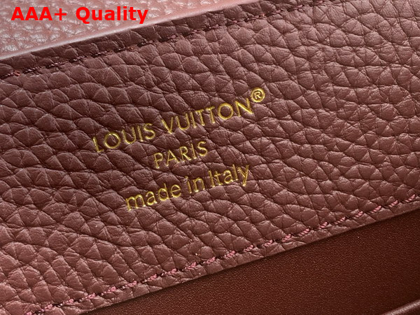 Louis Vuitton Capucines BB in Bordeaux Taurillon Leather Elevated with a Crown of Mother of Pearl Effect Monogram Flowers Replica