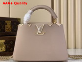 Louis Vuitton Capucines BB in Galet Grey Taurillon Leather Elevated with a Crown of Mother of Pearl Effect Monogram Flowers Replica