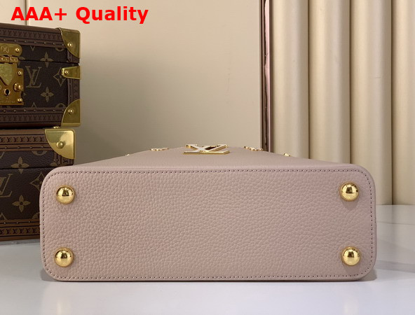 Louis Vuitton Capucines BB in Galet Grey Taurillon Leather Elevated with a Crown of Mother of Pearl Effect Monogram Flowers Replica