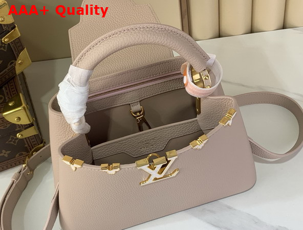 Louis Vuitton Capucines BB in Galet Grey Taurillon Leather Elevated with a Crown of Mother of Pearl Effect Monogram Flowers Replica