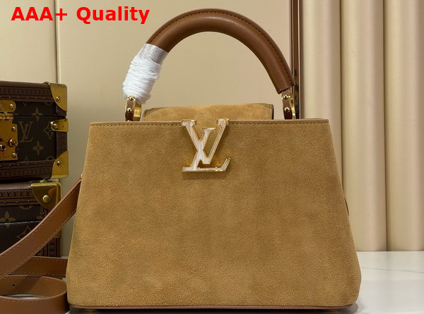 Louis Vuitton Capucines BB in Hazelnut Calfskin Suede Leather Replica