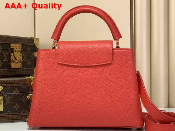 Louis Vuitton Capucines BB in Rouge Orange Taurillon Leather with Hand Braided Chain Replica