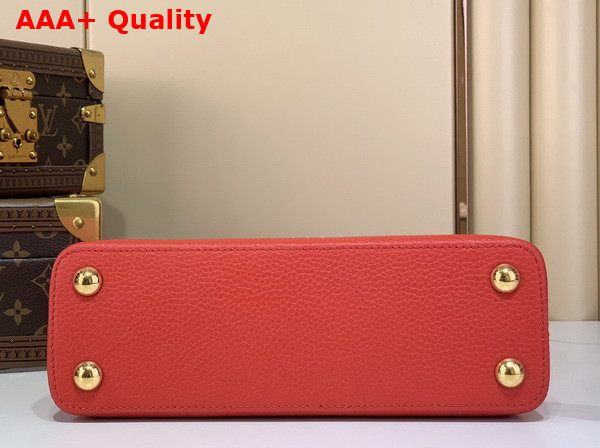 Louis Vuitton Capucines BB in Rouge Orange Taurillon Leather with Hand Braided Chain Replica