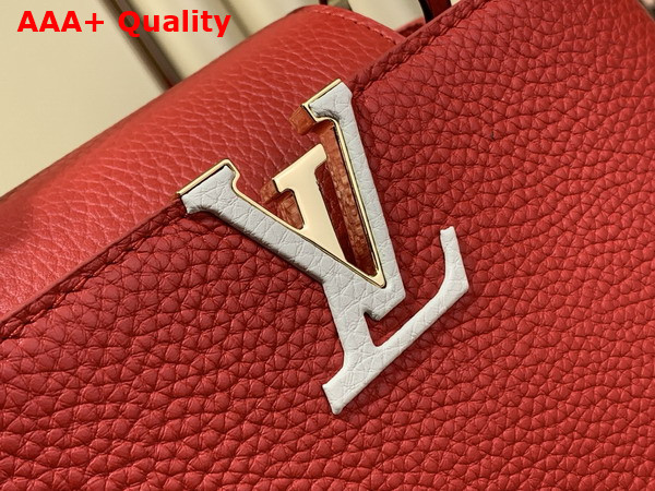 Louis Vuitton Capucines BB in Rouge Orange Taurillon Leather with Hand Braided Chain Replica
