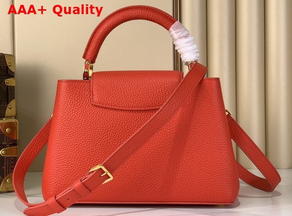 Louis Vuitton Capucines BB in Sari Red Taurillon Leather Adorned with a Charm Embellished Chain Replica