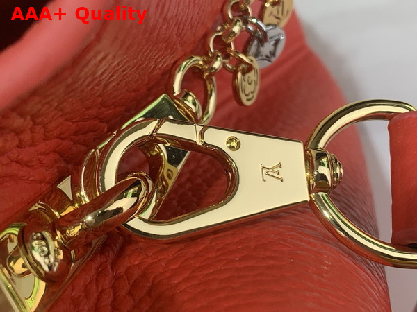 Louis Vuitton Capucines BB in Sari Red Taurillon Leather Adorned with a Charm Embellished Chain Replica
