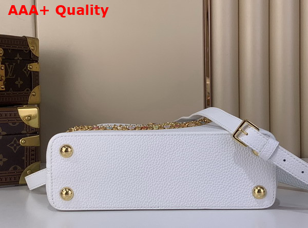 Louis Vuitton Capucines BB in Snow Taurillon Leather with a Colorful Charm Embellished Chain Replica