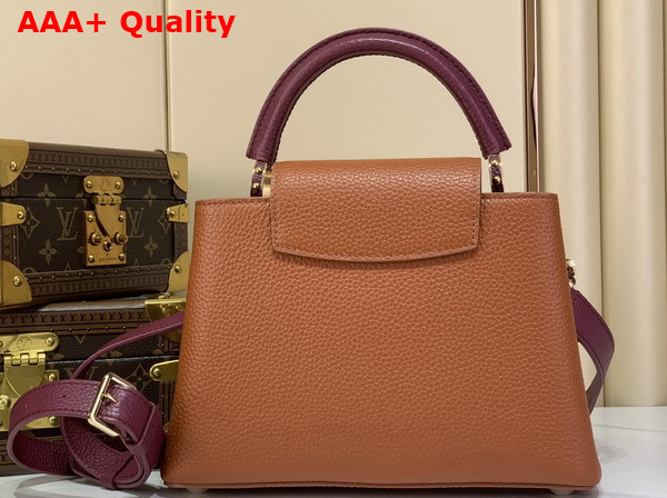 Louis Vuitton Capucines BB in Tan and Bordeaux Taurillon Leather with Hand Braided Chain Replica