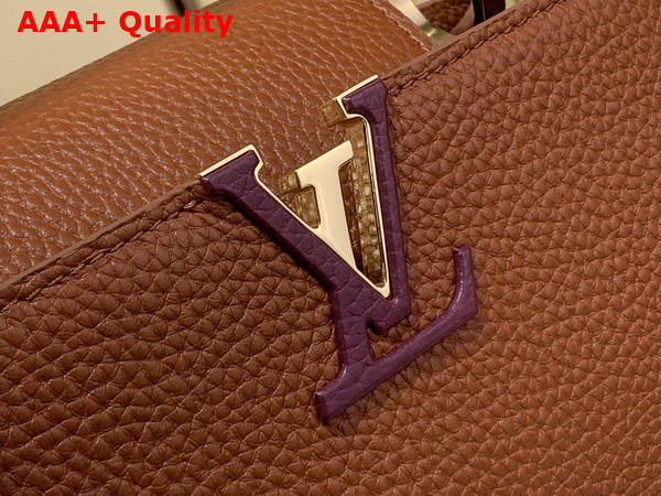 Louis Vuitton Capucines BB in Tan and Bordeaux Taurillon Leather with Hand Braided Chain Replica
