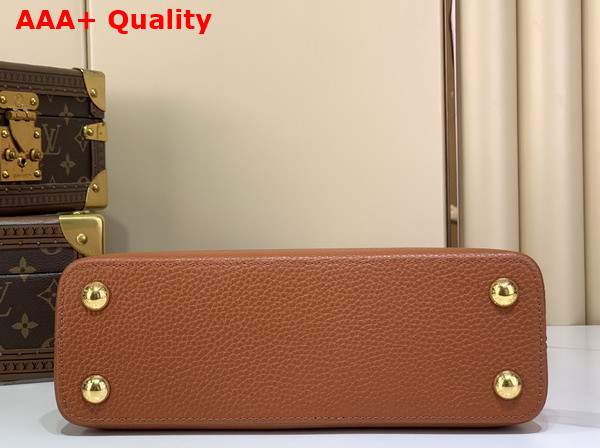Louis Vuitton Capucines BB in Tan and Bordeaux Taurillon Leather with Hand Braided Chain Replica