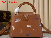 Louis Vuitton Capucines BB in a Timeless Tan Colorway Playfully Detailed with Hand Drawn Cat Illustrations M25874 Replica