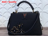 Louis Vuitton Capucines BB with Metallic and Leather Flowers Black Replica