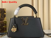 Louis Vuitton Capucines East West BB Black Taurillon Leather with a Vibrant Sari Red Palette Replica