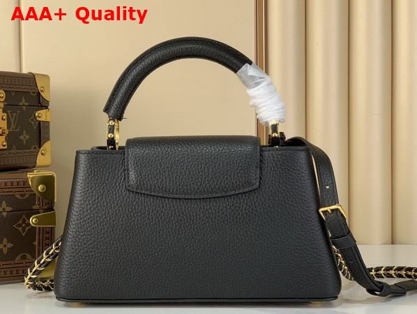 Louis Vuitton Capucines East West BB Black Taurillon Leather with a Vibrant Sari Red Palette Replica