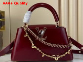 Louis Vuitton Capucines East West BB Grenat Red Cowhide Leather Elevated with Gold Toned LV Initials Replica