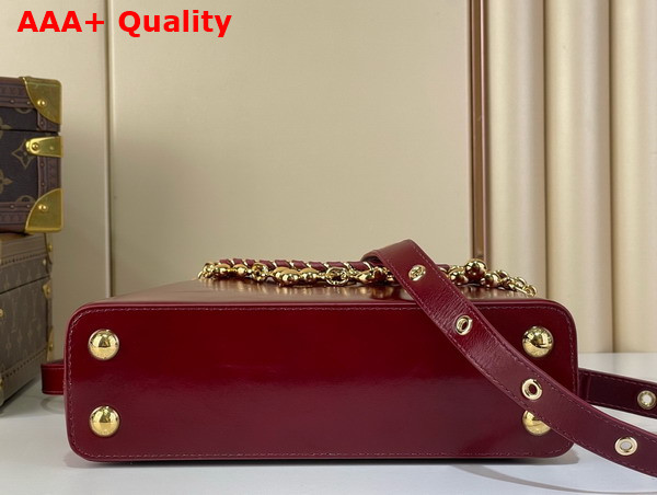 Louis Vuitton Capucines East West BB Grenat Red Cowhide Leather Elevated with Gold Toned LV Initials Replica