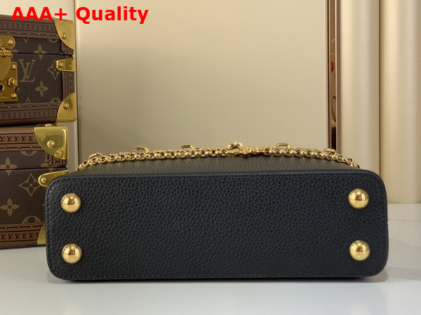 Louis Vuitton Capucines East West BB Handbag in Black Taurillon Leather with Metallic Handle Replica