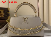 Louis Vuitton Capucines East West BB Handbag in Galet Gray Taurillon Leather with Metallic Handle Replica