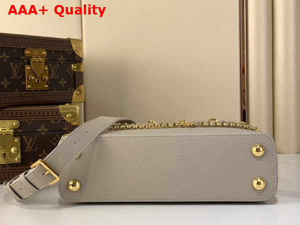 Louis Vuitton Capucines East West BB Handbag in Galet Gray Taurillon Leather with Metallic Handle Replica