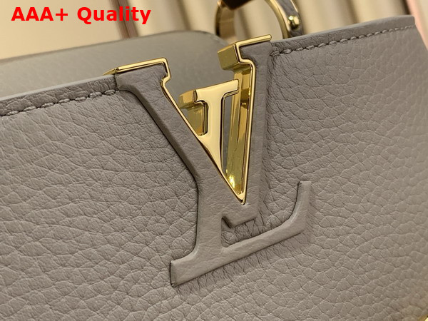 Louis Vuitton Capucines East West BB Handbag in Galet Gray Taurillon Leather with Metallic Handle Replica