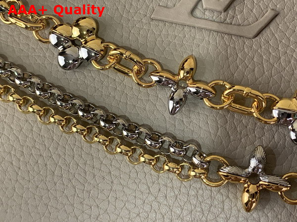 Louis Vuitton Capucines East West BB Handbag in Galet Gray Taurillon Leather with Metallic Handle Replica