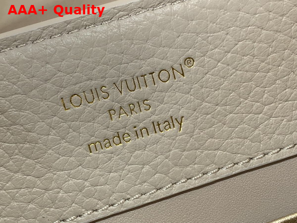 Louis Vuitton Capucines East West BB Handbag in Galet Gray Taurillon Leather with Metallic Handle Replica