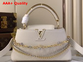 Louis Vuitton Capucines East West BB Handbag in Vanilla Taurillon Leather with Metallic Handle Replica