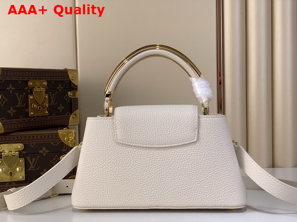 Louis Vuitton Capucines East West BB Handbag in Vanilla Taurillon Leather with Metallic Handle Replica