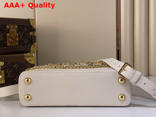 Louis Vuitton Capucines East West BB Handbag in Vanilla Taurillon Leather with Metallic Handle Replica