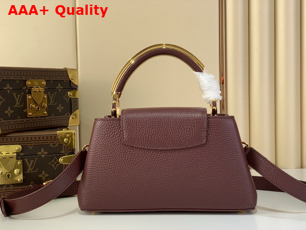 Louis Vuitton Capucines East West BB Handbag in Wine Red Taurillon Leather with Metallic Handle Replica